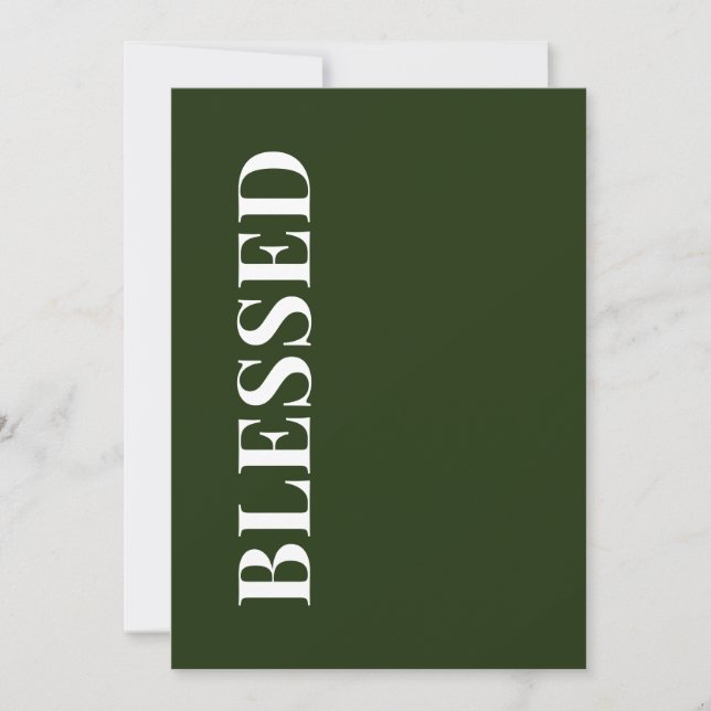 Minimal BLESSED | Forest Green Holiday Card (Front)