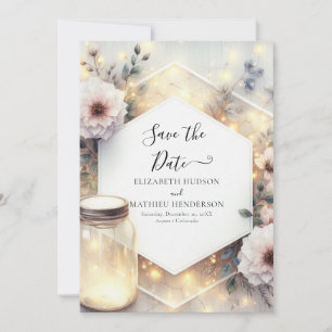 Minimal Bloom Mason Jar Wedding  Save The Date
