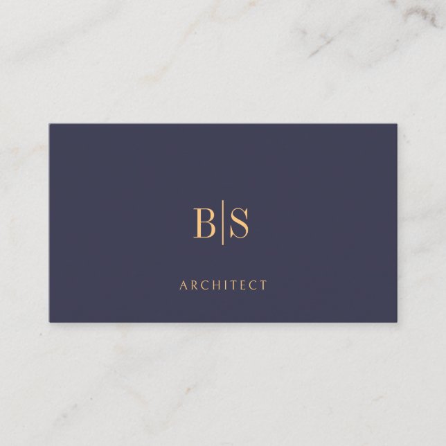 Minimal Blue And Gold Personal Business Card (Front)