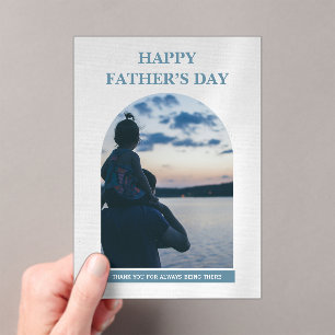 Minimal Blue Arch Photo Father’s Day Card for Dad Acrylic Invitations