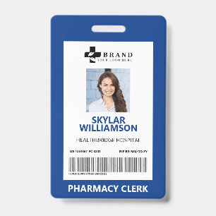 Minimal Blue Border Frame Medical Photo ID & Logo Badge