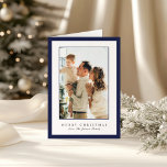 Minimal Blue Border Photo Elegant Christmas Holiday Card<br><div class="desc">Elegant Christmas card featuring a simple and modern design with your favorite photo along with a border and the editable greeting "Merry Christmas".</div>