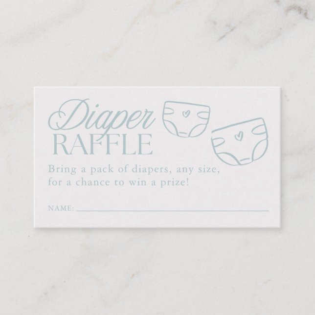 Minimal Blue Boy Baby Shower Diaper Raffle Enclosure Card (Front)