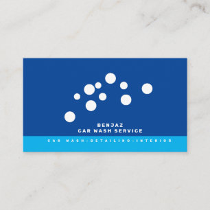 Minimal Blue Bubbles Car Wash Interior Designer Business Card