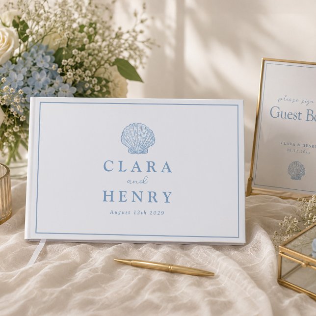 Minimal Blue Coastal Wedding Guest Book (Creator Uploaded)