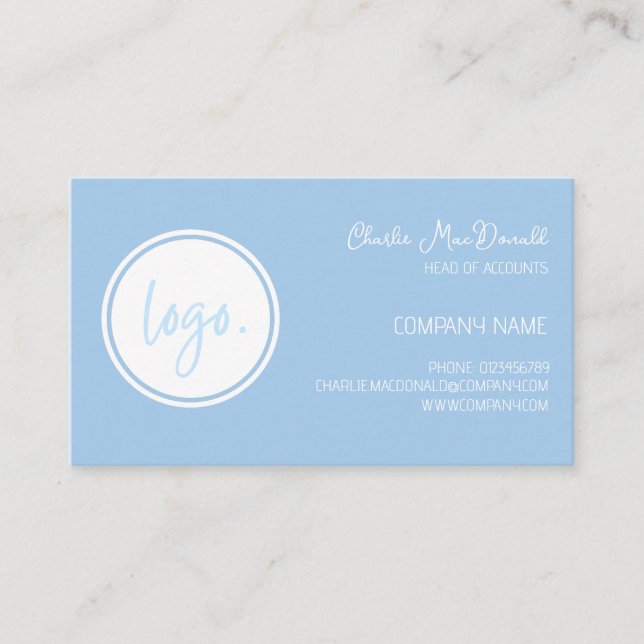 MINIMAL BLUE COLOR COMPANY LOGO BUSINESS CUSTOM    BUSINESS CARD (Front)