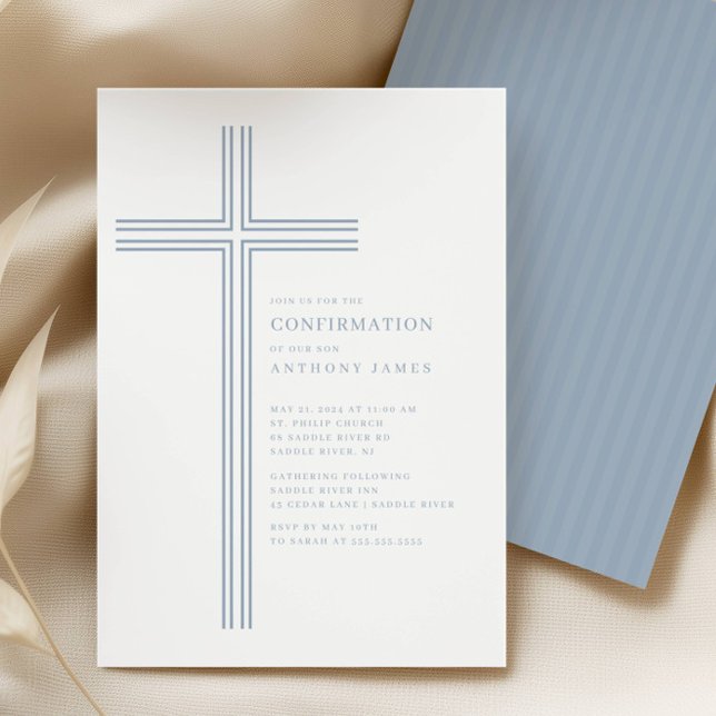 Minimal Blue Cross Confirmation Invitation (Creator Uploaded)