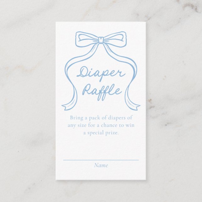 Minimal Blue Diaper Raffle  Enclosure Card (Front)