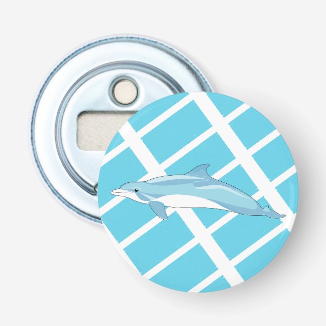 Minimal Blue Dolphin Ocean Art Bottle Opener (Front)