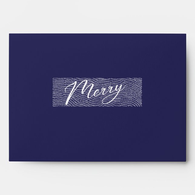 Minimal Blue Doodle Modern Custom Merry Christmas Envelope (Front)