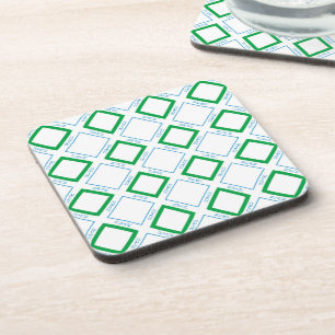 Minimal Blue Green Diamond Japanese Text Coaster