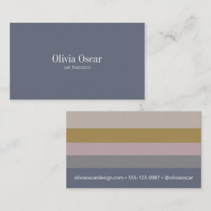 Minimal Blue Grey Ochre Elegant Modern Stripes Business Card