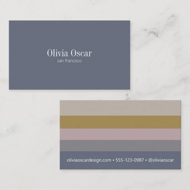Minimal Blue Grey Ochre Elegant Modern Stripes  Business Card (Front/Back)