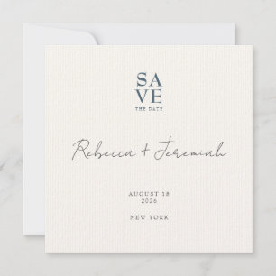Minimal Blue Grey Sophisticated Script Wedding Save The Date