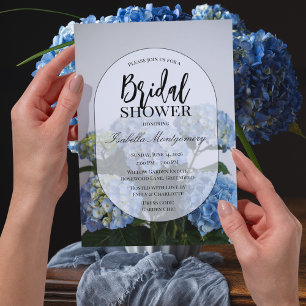 Minimal Blue Hydrangea Bridal Shower Elegance Invitation