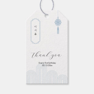Minimal blue Korean Doljanchi rectangle favour tag