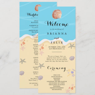 Minimal Blue Ocean Summer Wedding Programme
