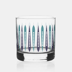 Minimal Blue Retro Inspired Whiskey Glass