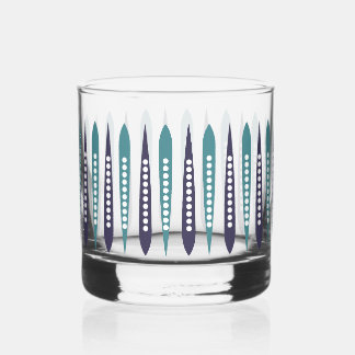 Minimal Blue Retro Inspired Whiskey Glass