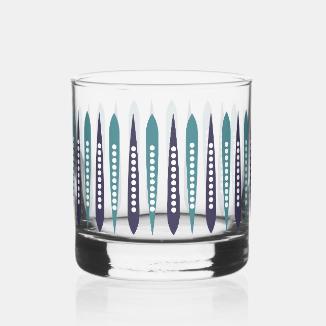  Minimal Blue Retro Inspired Whiskey Glass (Front)