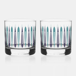 Minimal Blue Retro Inspired Whiskey Glass