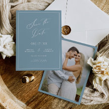 Minimal Blue Save the Date Wedding Announcement