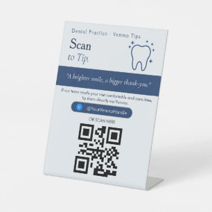 Minimal Blue Scan to Tip QR Code Sign Venmo Tips