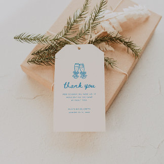 Minimal Blue Script Bachelorette Party Thank You Gift Tags