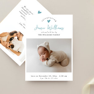 Minimal Blue Script Elegant 2 Photo Baby Shower Invitation