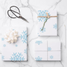 Minimal Blue Snowflakes Holiday Wrapping Paper
