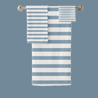 Minimal Blue Stripes Modern Pattern Design Bath Towel Set