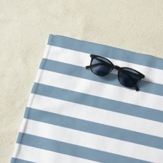 Minimal Blue Stripes Modern Pattern Design Beach Towel