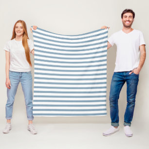 Minimal Blue Stripes Modern Pattern Design Fleece Blanket