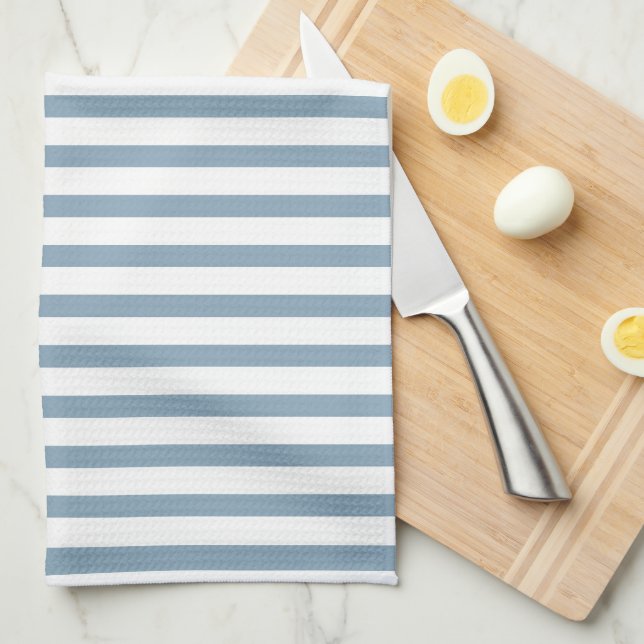 Minimal Blue Stripes Modern Pattern Design Tea Towel (Quarter Fold)