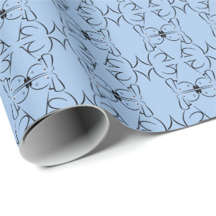 Minimal Blue Symmetry Pattern Abstract Animal Wrapping Paper