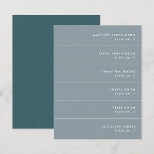 Minimal Blue Teal Grey Wedding Place Name Card