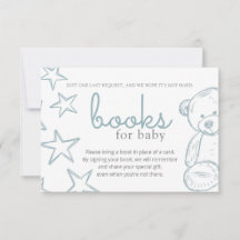 Minimal Blue Teddy Bear Baby Shower Book Request I