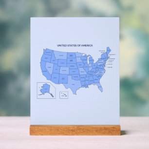 Minimal Blue United States Map Illustration Acrylic Sign