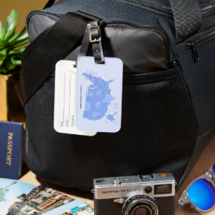 Minimal Blue United States Map Illustration Luggage Tag