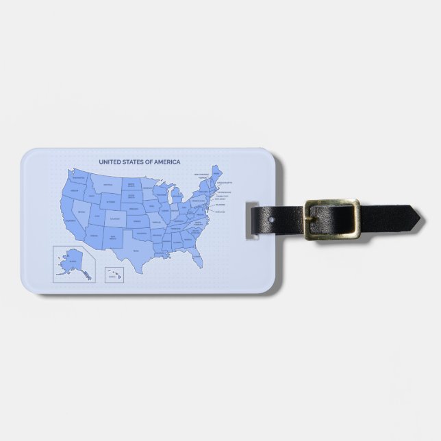 Minimal Blue United States Map Illustration Luggage Tag (Front Horizontal)