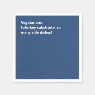 Minimal Blue Vegetarian Thanksgiving Haiku Napkin