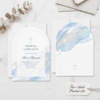 Minimal Blue Watercolor Spanish Primera Comunion