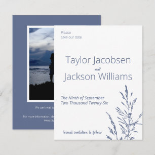 Minimal Blue Wedding Save the Date