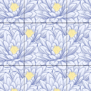 Minimal Blue White Floral Botanical Farmhouse Tile