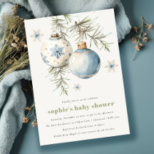 Minimal Blue Winter Chirstmas Boy Baby Shower