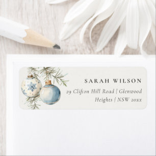 Minimal Blue Winter Watercolor Chirstmas Address