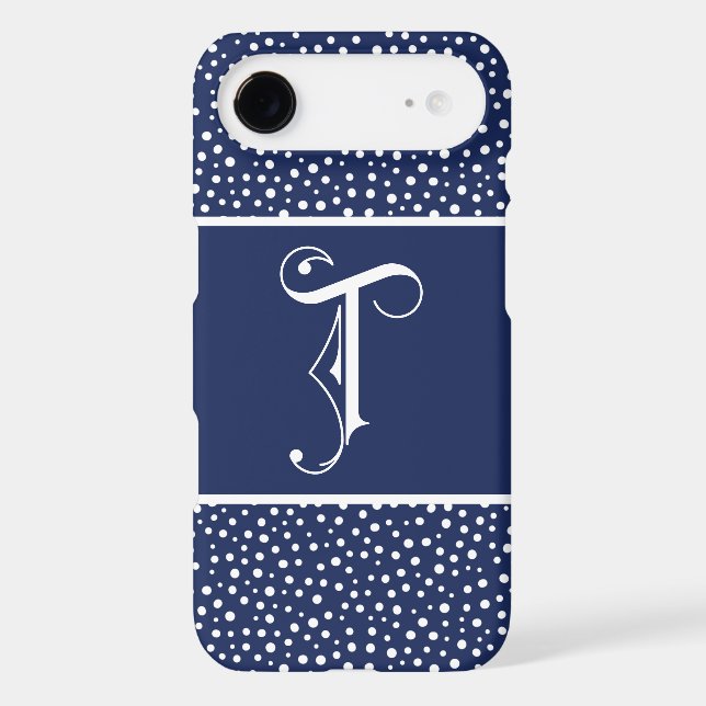 Minimal Blue with White Dots | Scroll Monogram T (Back)