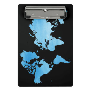 Minimal Blue World Map Watercolor Art Mini Clipboard