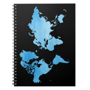 Minimal Blue World Map Watercolor Art Notebook