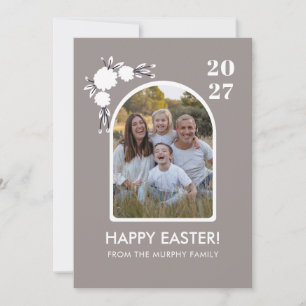 Minimal Blush Arch Floral Easter Family Photo Holiday Card
